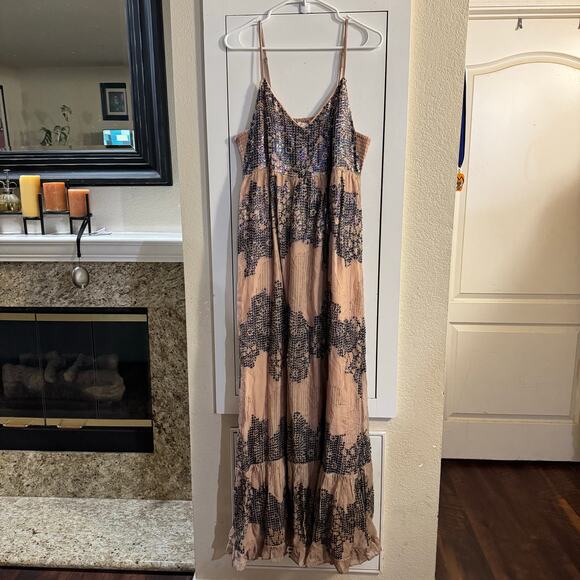 Anthropologie Let Me Be Deep-V Sequined Maxi Dress Size Medium Glam Coquette - Picture 5 of 11